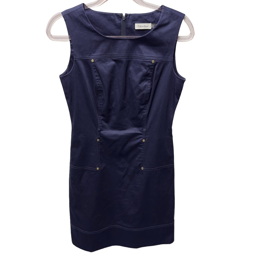 Cotton Knit Structured Poplin Sheath Mini Dress